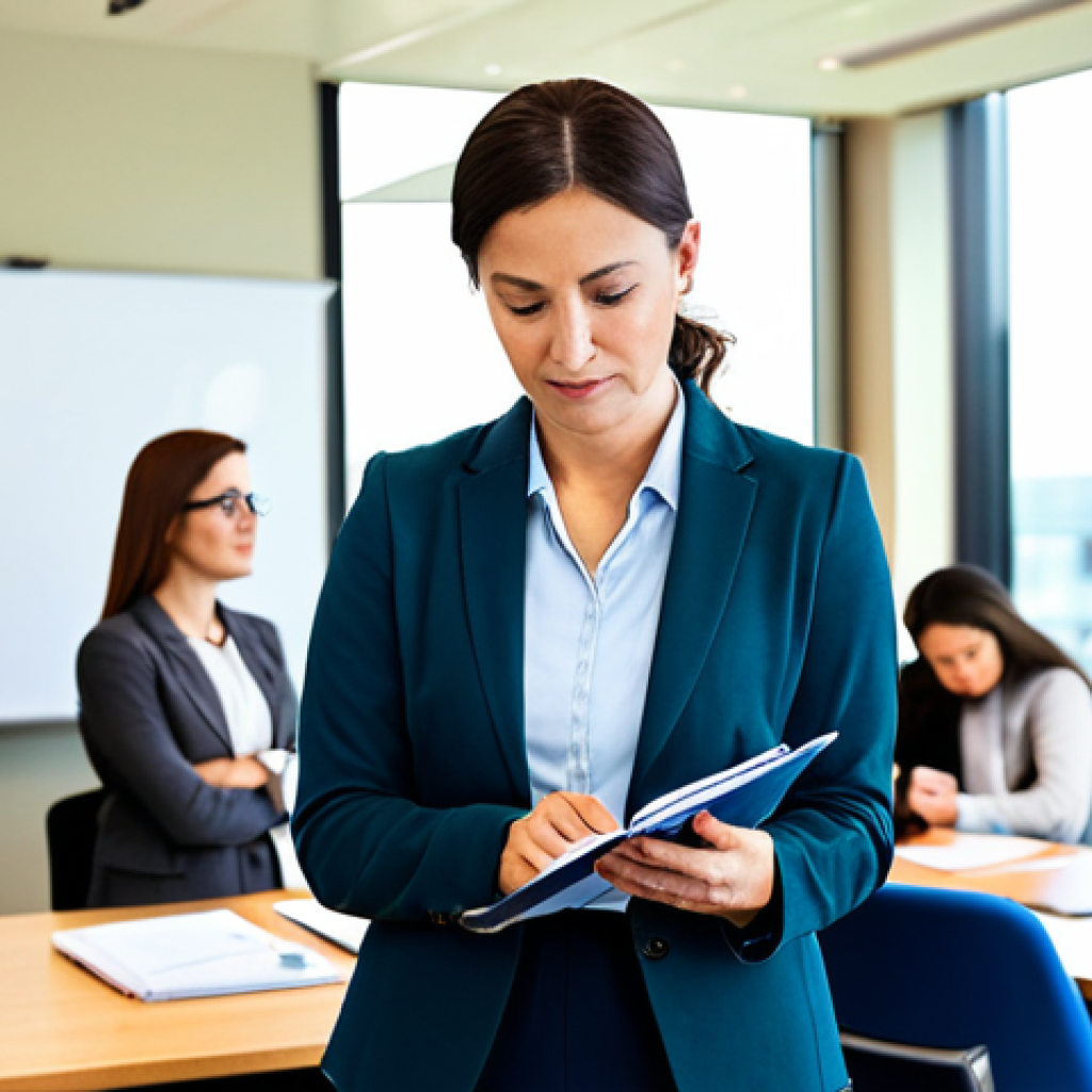 Continuing Education in Finance**
A professional financial planner, fully clothed in a modest business casual outfit, attentively taking notes during a finance workshop. The background shows a modern conference room with other professionals engaged in learning. The atmosphere is bright and focused. Safe for work, appropriate content, professional setting, perfect anatomy, correct proportions, natural pose, well-formed hands, proper finger count, family-friendly.
**
